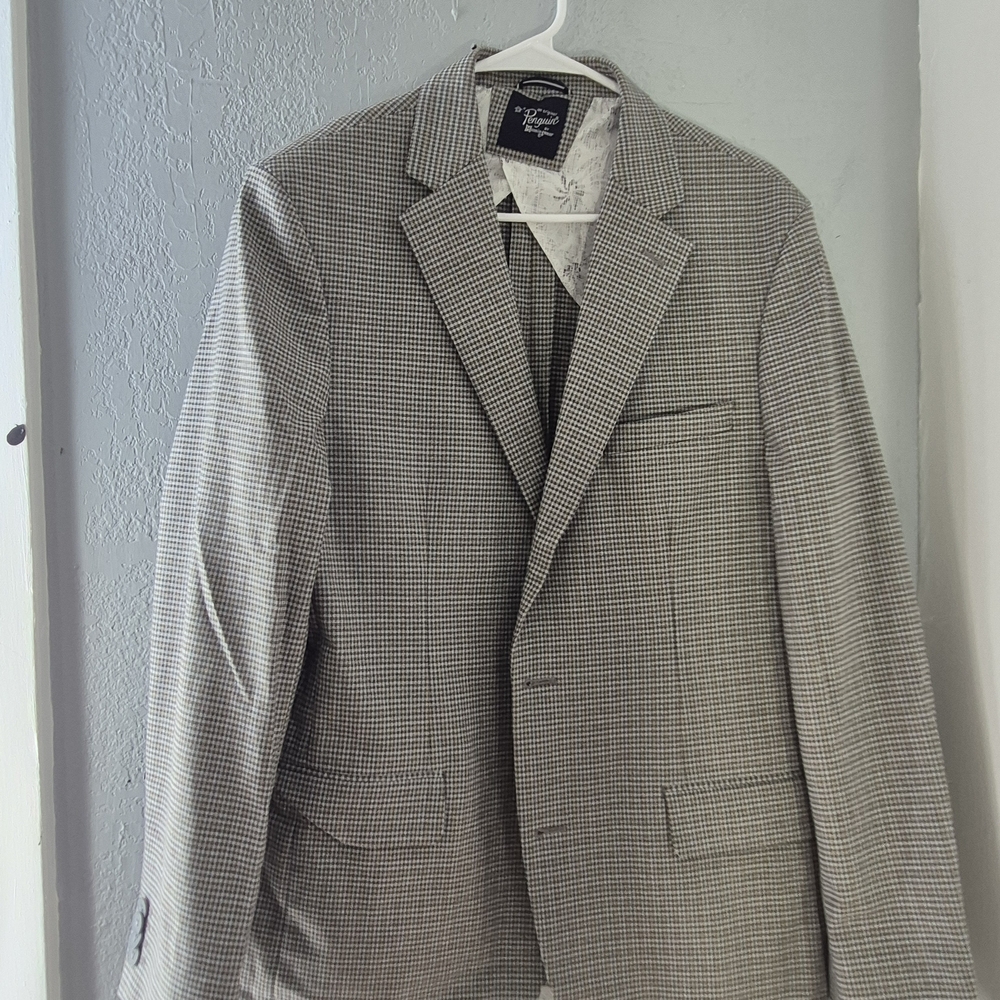 Original Penguin Men's Checkered Blazer in Black and White